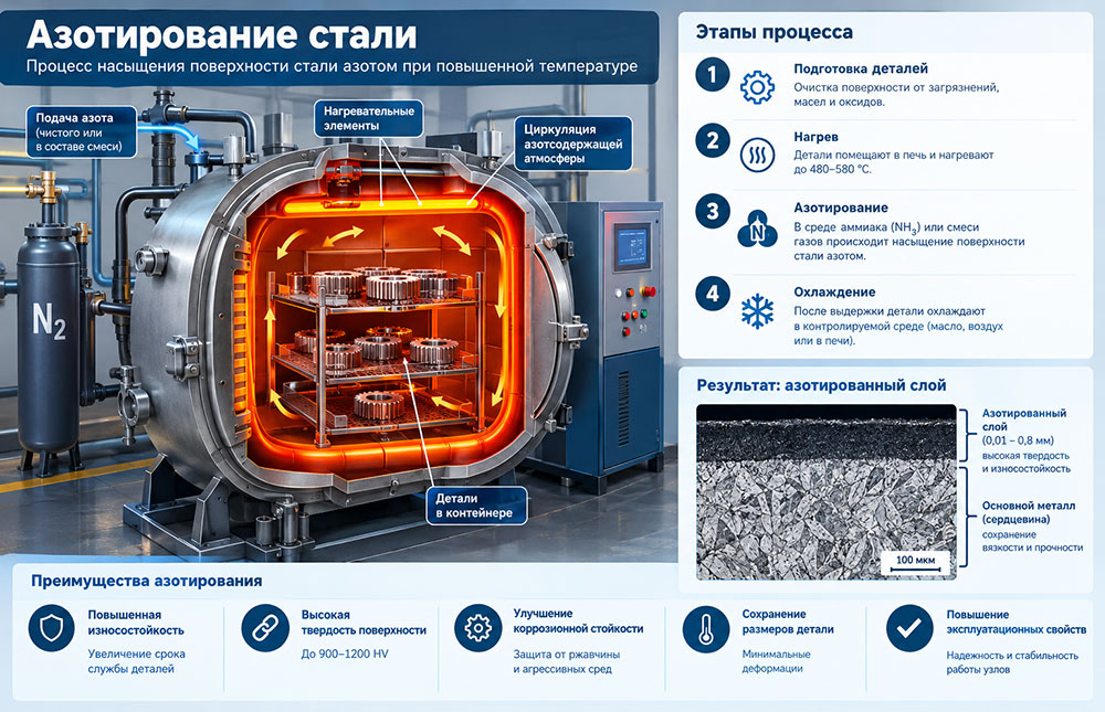 Азотирование стали - этапы и результат